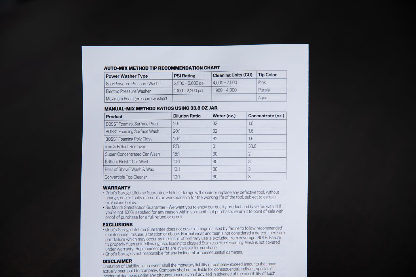 Griot's Garage The Boss Foam Cannon