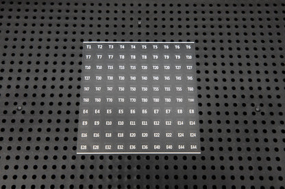 Étiquettes d'identification de la grille d'outils