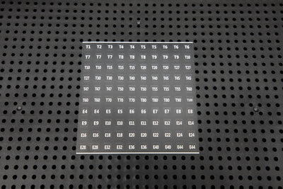 Étiquettes d'identification de la grille d'outils